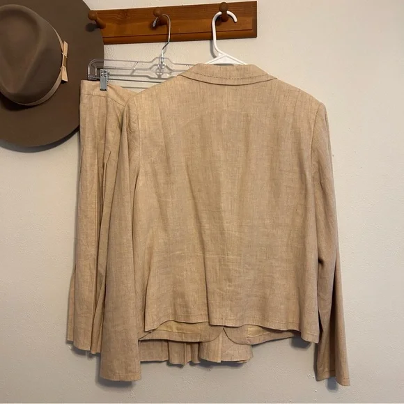 Vintage Apostrophe Linen Blend Skirt Suit Size 16 - Picture 3 of 11